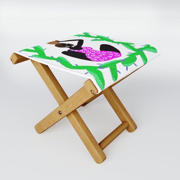African woman with a vessel Folding Stool
