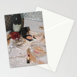 GIRLS PARTY - aesthetic glitter collage art work, weekend vibes, glamour and chick , luxury vibes. Stationery Card