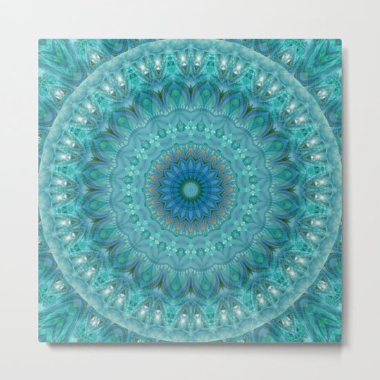 Mandala luminous Opal Metal Print