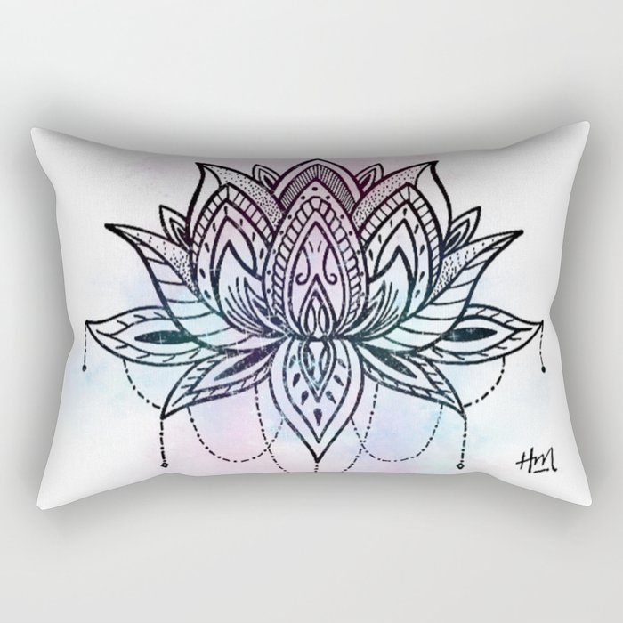 Watercolor Lotus Rectangular Pillow