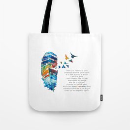 Colorful Feather Art With Birds For Sympathy - Sweet Memories Tote Bag