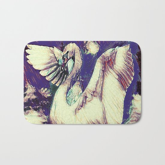 WHITE SWAN PURPLE & PINKISH MODERN WATER DESIGN Bath Mat