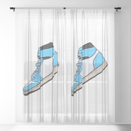 Blue and white high top sneaker Sheer Curtain