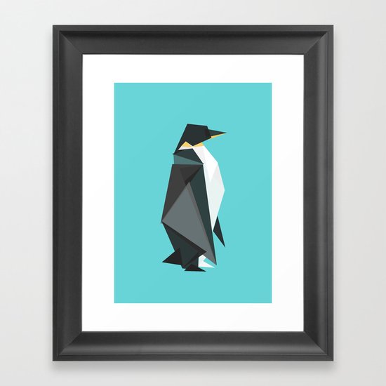 Fractal geometric emperor penguin Framed Art Print