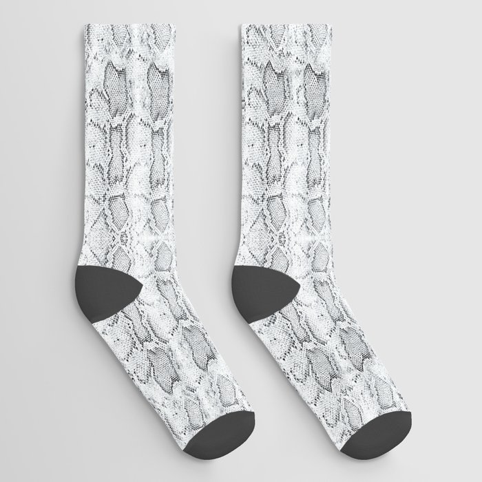 Black White Snake Skin Print Socks