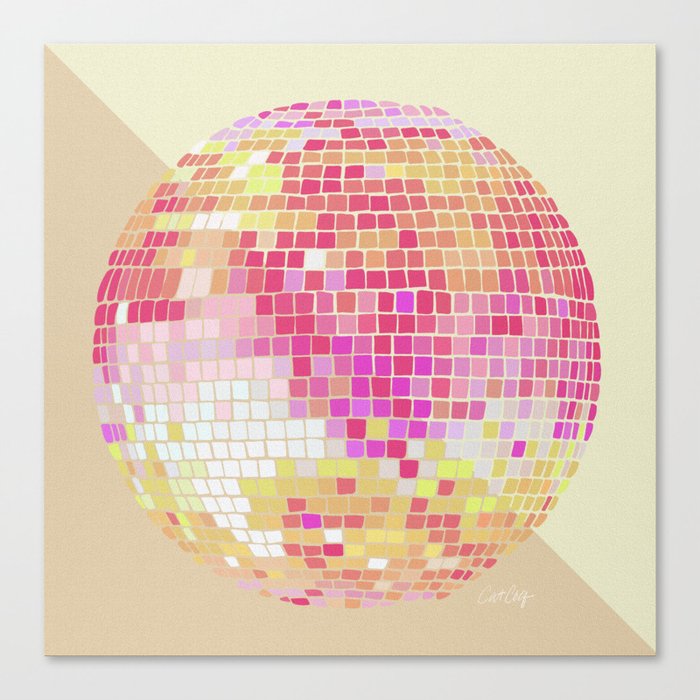 Disco Ball – Pink Ombré Canvas Print