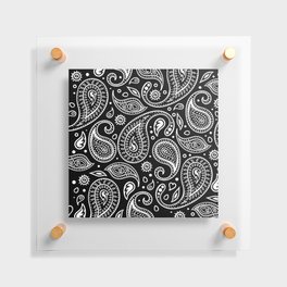 Black and White Bandana Paisley Pattern For Real Riders Floating Acrylic Print