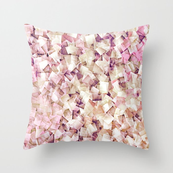 Geometric Stacks Mini Pink Beige Throw Pillow