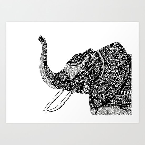 Allison Elephant Black and White Art Print