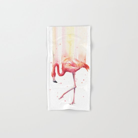 Pink Flamingo Watercolor | Pink Rain Hand & Bath Towel