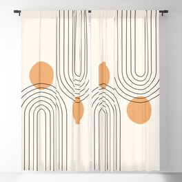 Mid Century Modern Geometric 61 (Rainbow and Sun Abstraction) Blackout Curtain