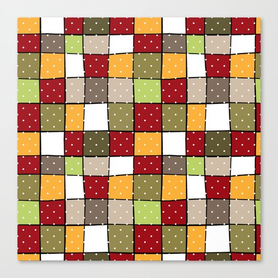 Retro . Squares with polka dots . Canvas Print