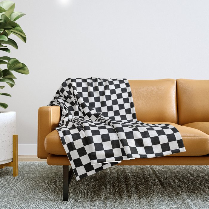 Classic Black and White Race Check Checkered Geometric Win Throw Blanket