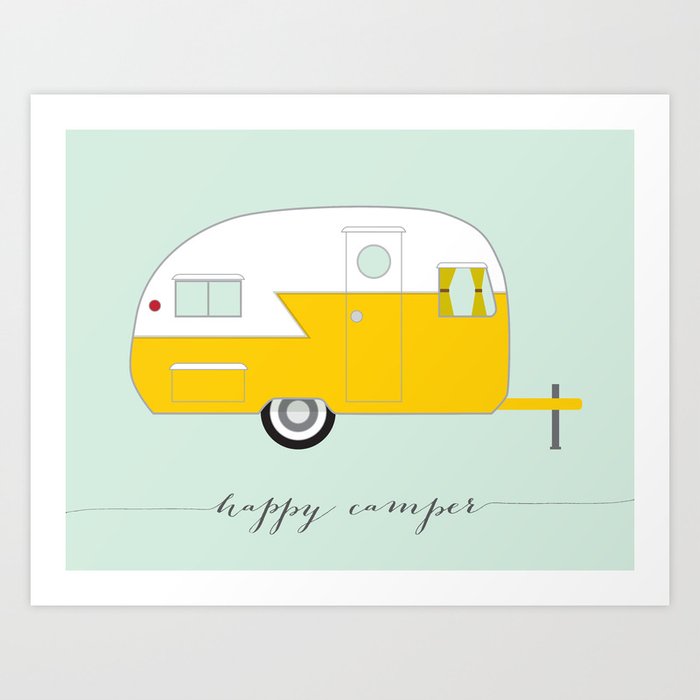 Yellow Happy Camper Art Print