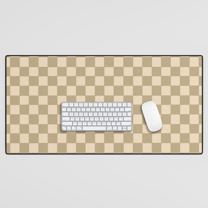 Tan Beige Squares Desk Mat