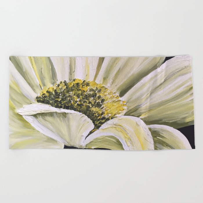 Daisy Flower Acrylic Painting Beach Towel By Dariaart Society6