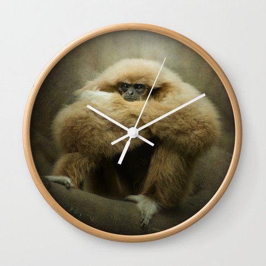 Study of a Gibbon - The Thinker Wall Clock