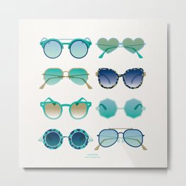 Sunglasses Collection – Turquoise & Navy Palette Metal Print
