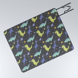 Cute Dinosaurs in Space Picnic Blanket