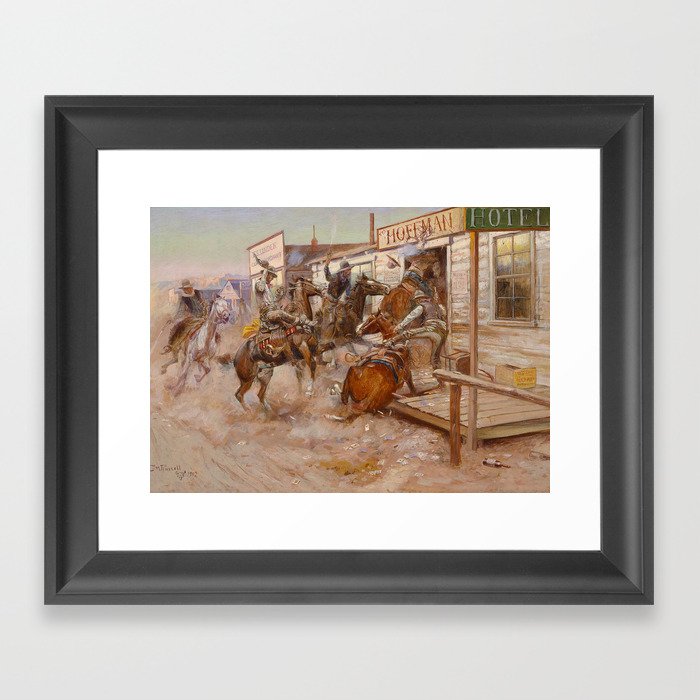 “In Without Knocking” by Charles M Russell Framed Art Print