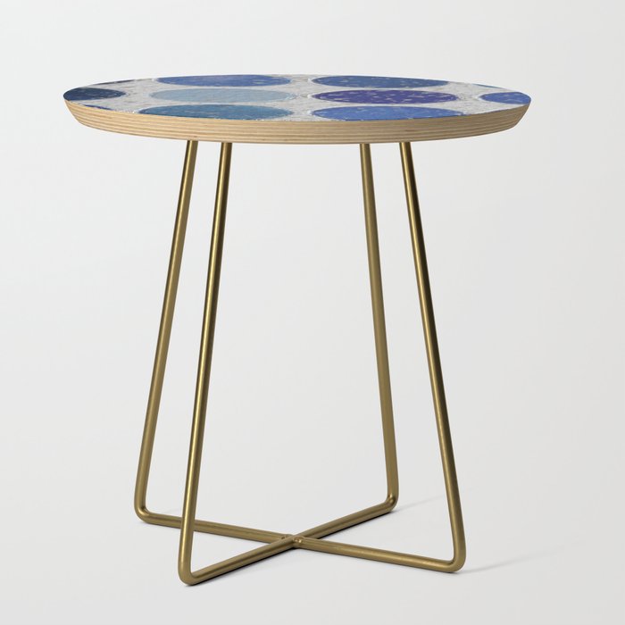 Circles of Blue textured art and home decor Side Table