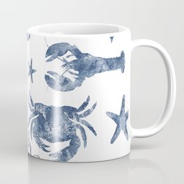 Delft Blue nautical Marine Life pattern, coastal beach Coffee Mug