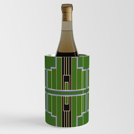 Art Nouveau Stripes Green, Gold, Bronze, Art Deco, Elegant, Vintage, Chic, Belle Epoque Wine Chiller
