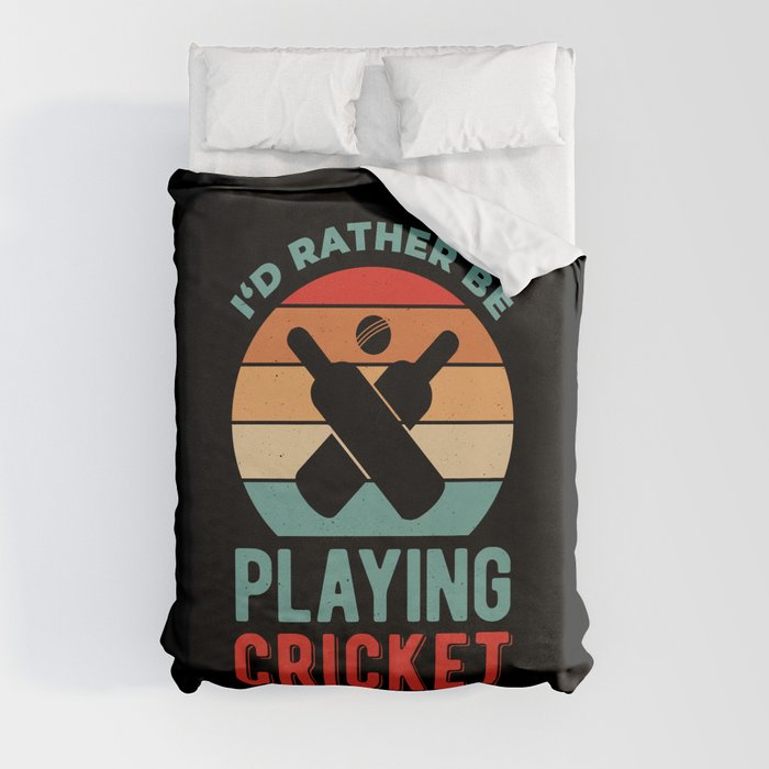 Funny Cricket Quote Duvet Cover