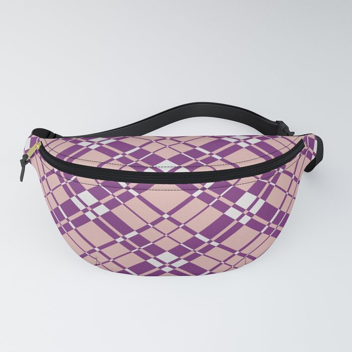 Purple pink gingham checked Fanny Pack