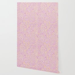 Marigold Lino Cut Batik Pastel Pink And Orange Wallpaper By