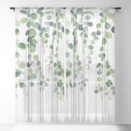Eucalyptus Watercolor 4 Sheer Curtain