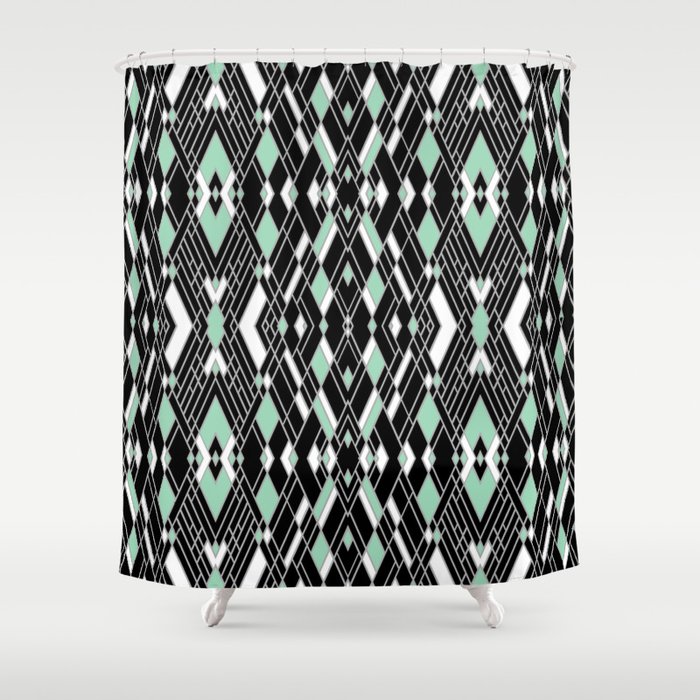 Art Deco Mint Shower Curtain