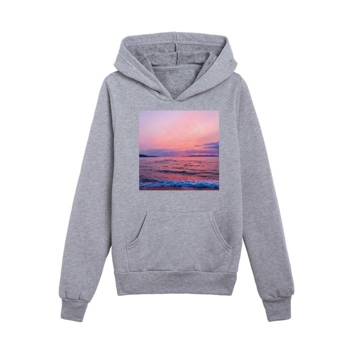 Pink Ocean Sunset Kids Pullover Hoodie