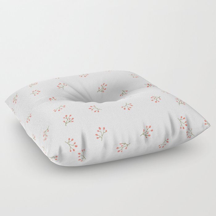 Branches With Red Berries Seamless Pattern  Floor Pillow