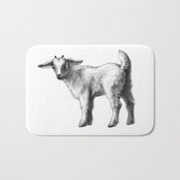 Goat baby G147 Bath Mat | Graphite, Cuteostrich, Animal, Cute, Drawing, Baby, Farm, Schukina, Goat, Realism 