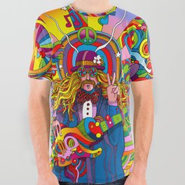 Hippie Musicians Psychedelic Pop Art All Over Graphic Tee