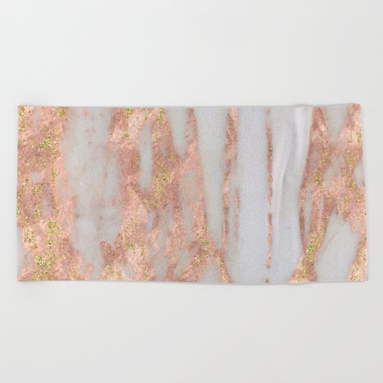 Aprillia - rose gold marble with gold flecks Beach Towel