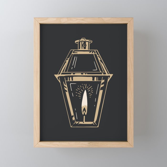 Gold Gas Lantern Framed Mini Art Print
