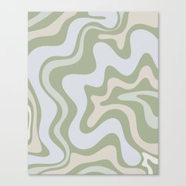 Liquid Swirl Contemporary Abstract Pattern in Light Sage Green Canvas Print