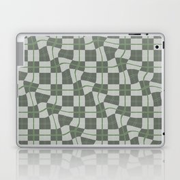 Warped Checkerboard Grid Illustration Green Gray Laptop Skin