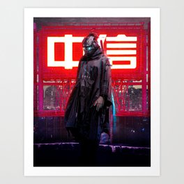 Neon Cyberpunk Robot poster Art Print