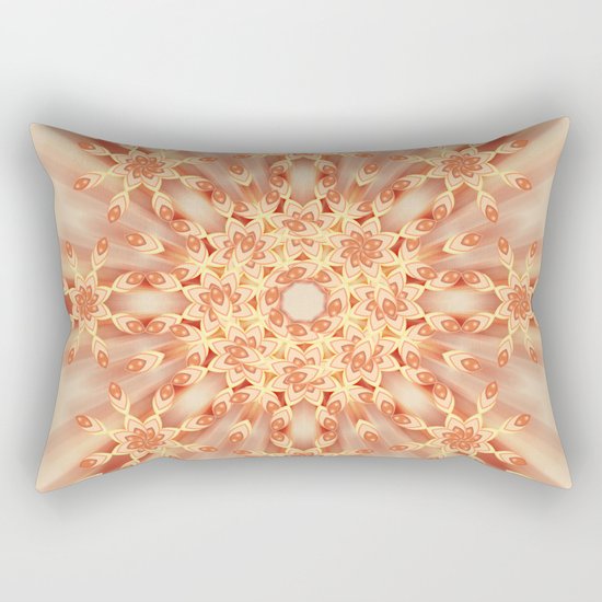 Mandala radial in orange Rectangular Pillow