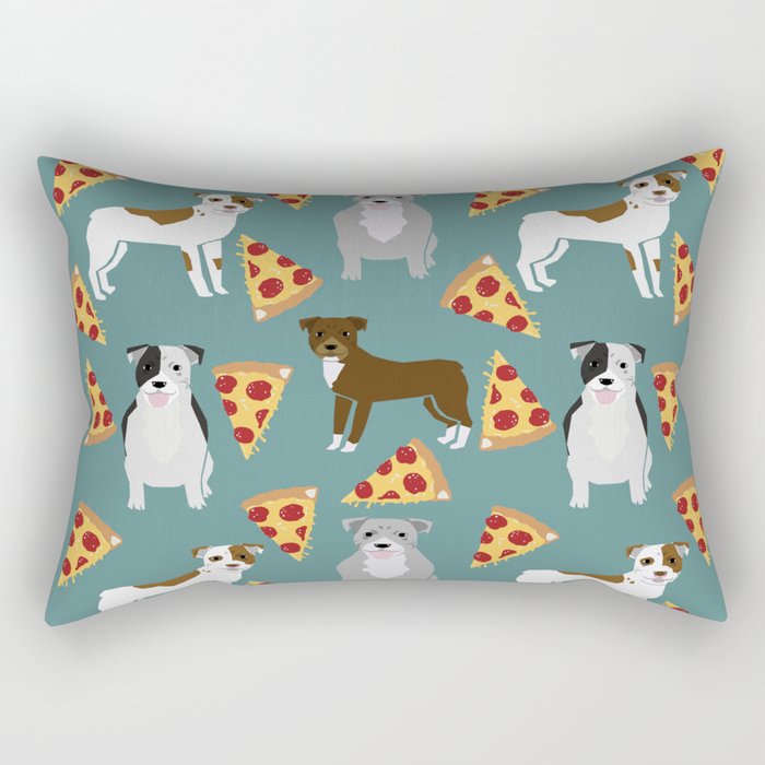 Pitbull pizza dog breed pet pattern pibble dog mom Rectangular Pillow