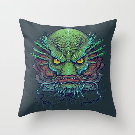 Fish Face Throw Pillow by Missmonster Society6