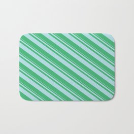 [ Thumbnail: Powder Blue and Sea Green Colored Stripes Pattern Bath Mat ]