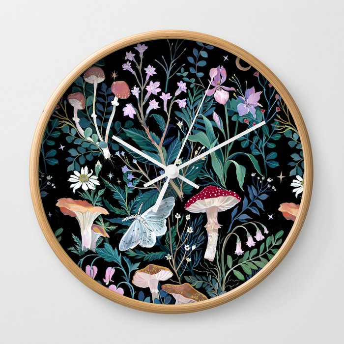 Night Mushrooms Wall Clock