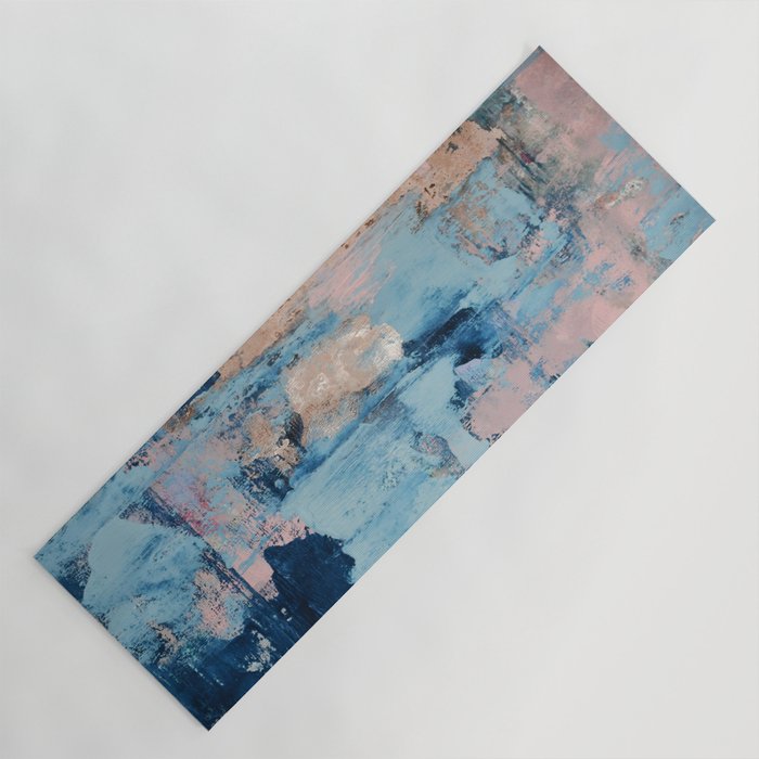 Sunbeam: a pretty abstract painting in pink, blue, and gold by Alyssa Hamilton Art Yoga Mat