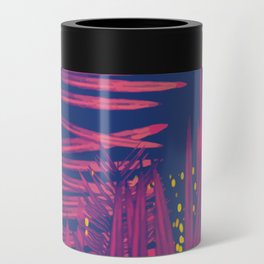 Pink Palms With Fireworks Can Cooler
