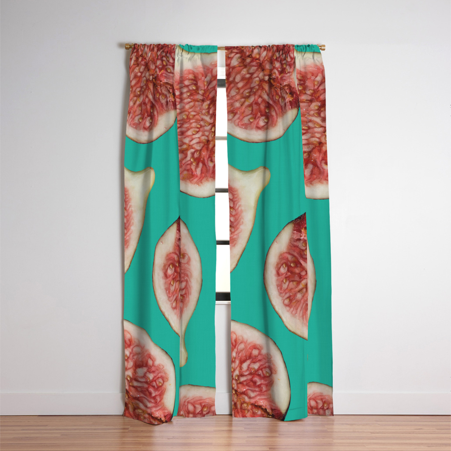 Big Figs Pattern Turquoise Blackout Curtain By Act Art Society6