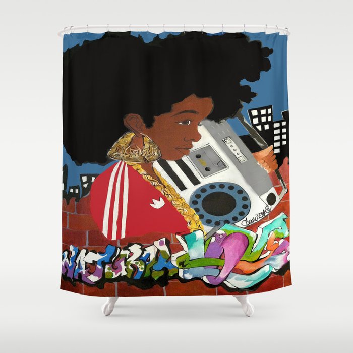 Old school Afro Shower Curtain